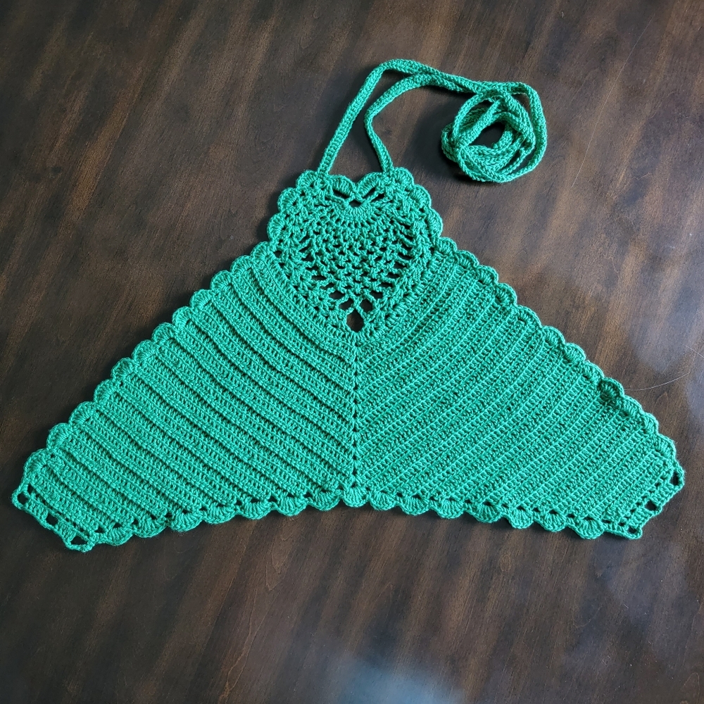 HAND-KNITTED Womens Green Halter Top with Adjustable Straps (One Size) - Picture 11 of 11